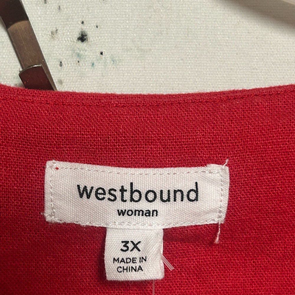 Sleeveless Red Dress 3X ladies linen blend - Picture 9 of 9